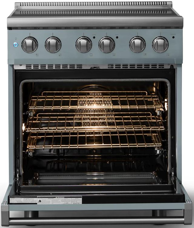 Viking® 5 Series 30" Novembery Sky Pro Style Electric Range with Polished Chrome Trim-1