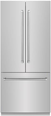 ZLINE 36 in. 19.6 Cu. Ft. Stainless Steel Built In Bottom Freezer Refrigerator with Graphite Gray Interior