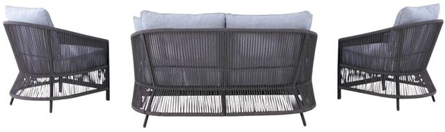 Signature Design by Ashley® Bodega Island 4-Piece Black/Gray Aluminum/Fabric Outdoor Conversation Set-2