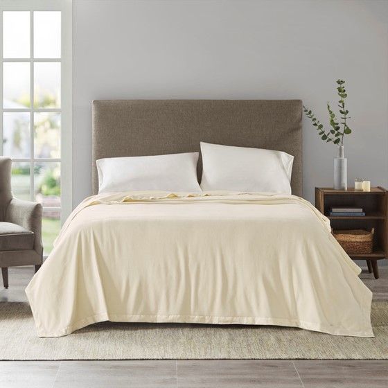 Olliix by True North by Sleep Philosophy Micro Fleece Ivory King Blanket-2