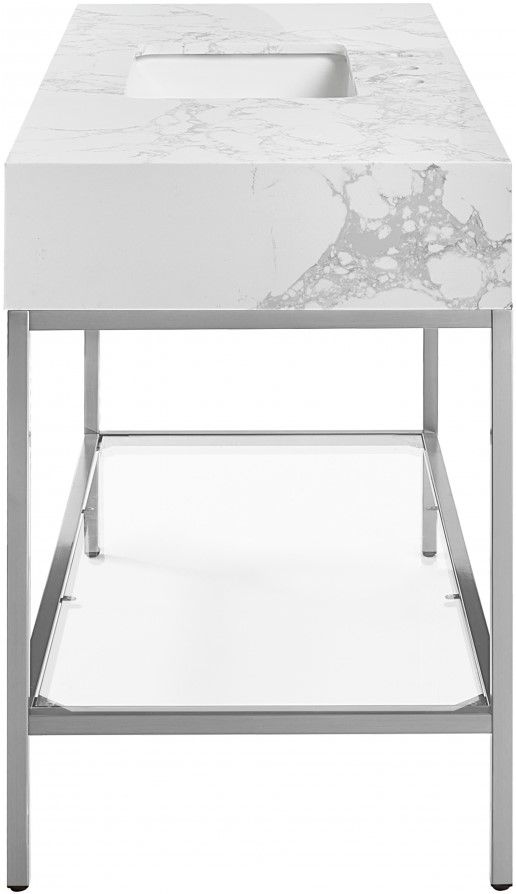 Meridian Furniture Marmo White/Brushed Chrome 48" Bathroom Vanity-4