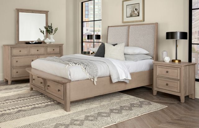 Vaughan-Bassett Woodbridge Shadow Gray Queen Upholstered Panel Storage Bed-1