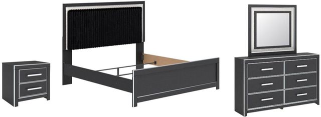Signature Design by Ashley® Zuraleus 4-Piece Black Upholstered King Panel Bedroom Set-0
