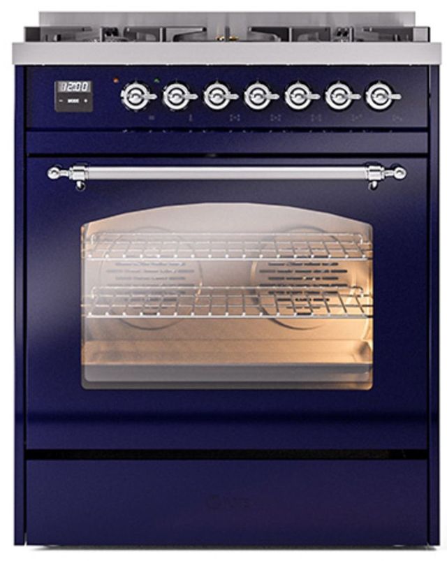 Ilve® Nostalgie II Series 30" Midnight Blue Pro Style Dual Fuel Range-2
