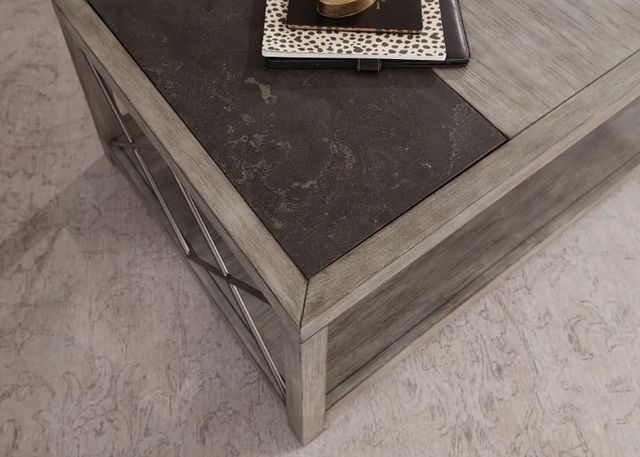 Hammary® West End Bluestone Inset Rectangular Top Coffee Table with Brown Base-2