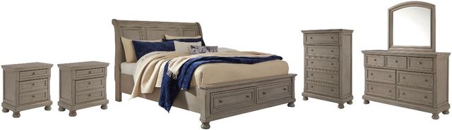 Signature Design by Ashley® Lettner 6-Piece Light Gray Queen Storage Sleigh Bed Set-0