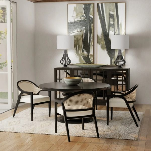 Harp & Finial® Locke Matte Black Dining Table-1