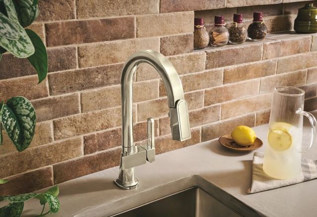 Brizo Frank Lloyd Wright® Brilliance® Polished Nickel Prep Faucet with Arc Spout-1