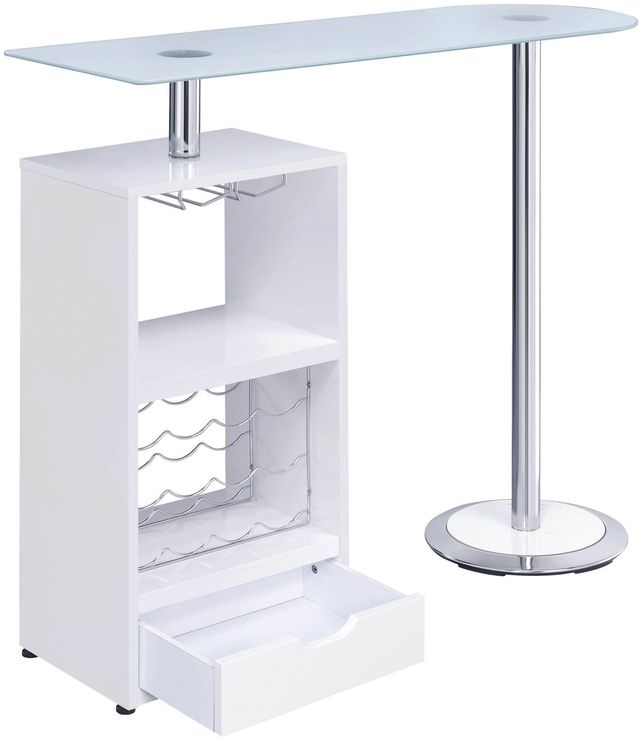 Coaster® Koufax Glossy White 1-Drawer Bar Table-0