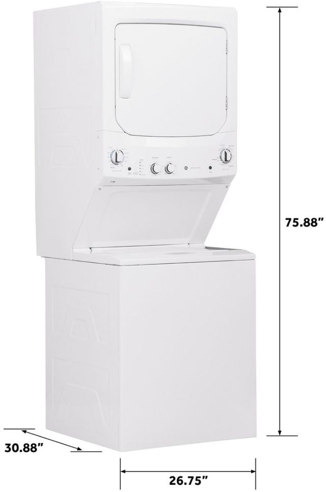 GE® Unitized Spacemaker® White Electric Laundry Center, 3.8 Cu. Ft. Washer, 5.9 Cu. Ft. Dryer-2