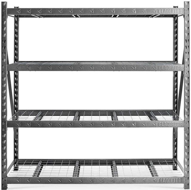 Gladiator® Hammered Granite 90" x 90" Heavy Duty Mega Rack with Four Adjustable Shelves-0