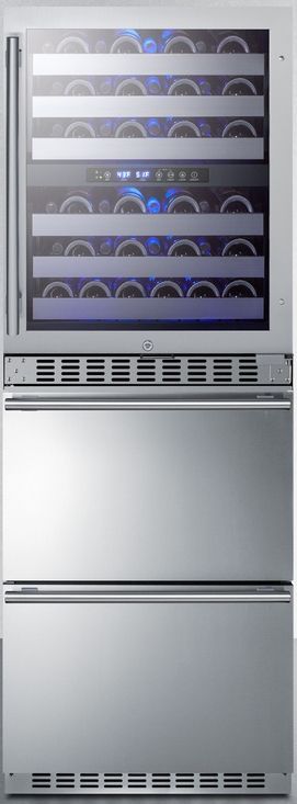 Summit® 24" Stainless Steel Wine Cooler and Refrigerator Drawers-1