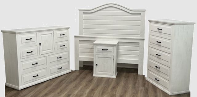 Million Dollar Rustic Ranch 4-Piece Frosted White Twin Panel Bedroom Set-0