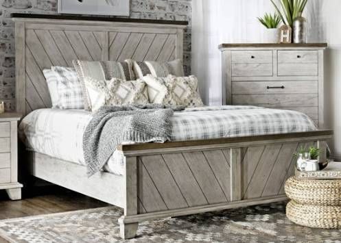 American Wholesale Furniture Deer Creek White Smoke King Panel Bed-0