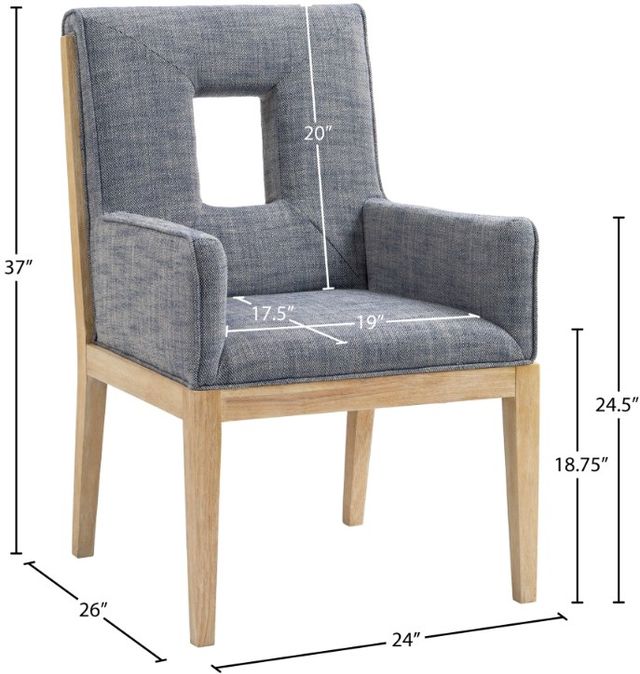 Meridian Furniture Gwendolyn Navy/Natural Linen Textured Upholstered Dining Chair-2