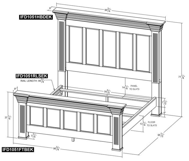 International Furniture Direct Terra Dark Black Eastern King Panel Bed-2