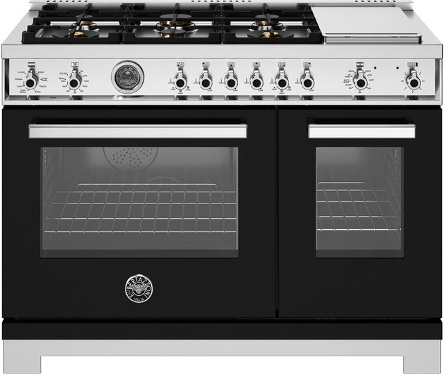 Bertazzoni Professional Series 48" Nero Pro Style Dual Fuel Range-0
