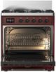 Ilve® Majestic III 30" Burgundy Pro Style Dual Fuel Liquid Propane Range with Triple Glass Door and Burnished Trim-2