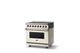 Viking® 5 Series 36" Pure White Pro Style Induction Range with Brushed Brass Trim-2