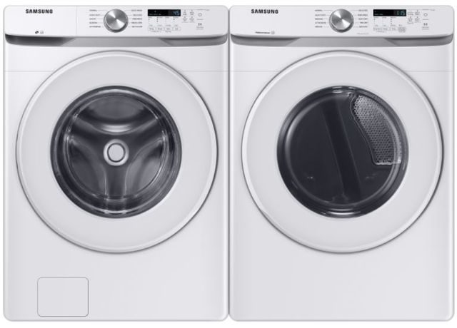Samsung White Front Load Washer & Electric Dryer Laundry Pair-0