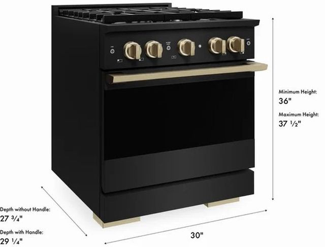 ZLINE Marino 30" Black Stainless Steel Pro Style Gas Range with Champagne Bronze Accents-2