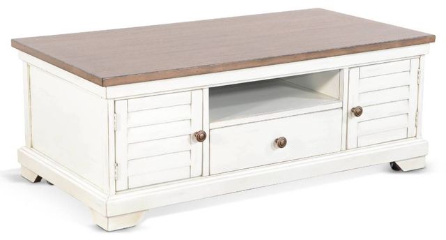 Sunny Designs™ Buck Skin Marble White Coffee Table with Brown Top -0