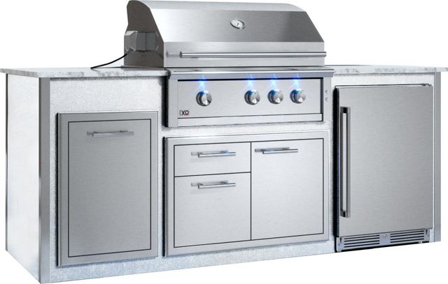 XO Pro-Grade Luxury Designer 99" White Outdoor Kitchen Island -0
