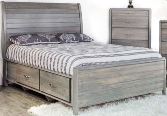 Mako Wood Furniture Sage Gray Double Storage Panel Bed-0