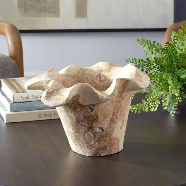 Uttermost® Teak Flow White Wash Wooden Indoor-Outdoor Bowl-1