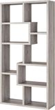 Coaster® Theo Grey Driftwood 10-Shelf Geometric Bookcase-1