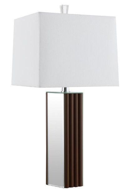 Coaster® Elena Brown/White 30" Square Tapered Mirrored Table Lamp -0