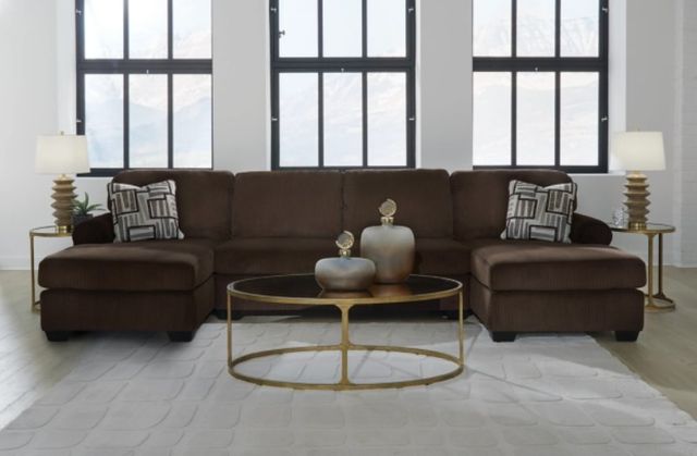 Signature Design by Ashley® Kimlee 3-Piece Chocolate U-Shape Sectional and Double Chaise-2