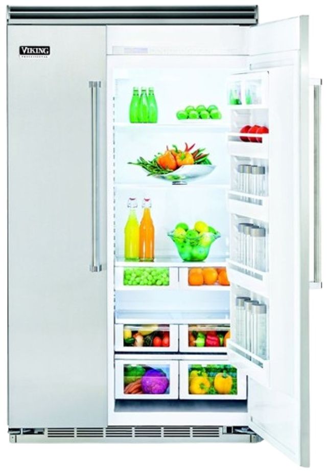 Viking® 5 Series 48" 29.1 Cu. Ft. Stainless Steel Built-In Side-by-Side Refrigerator-1