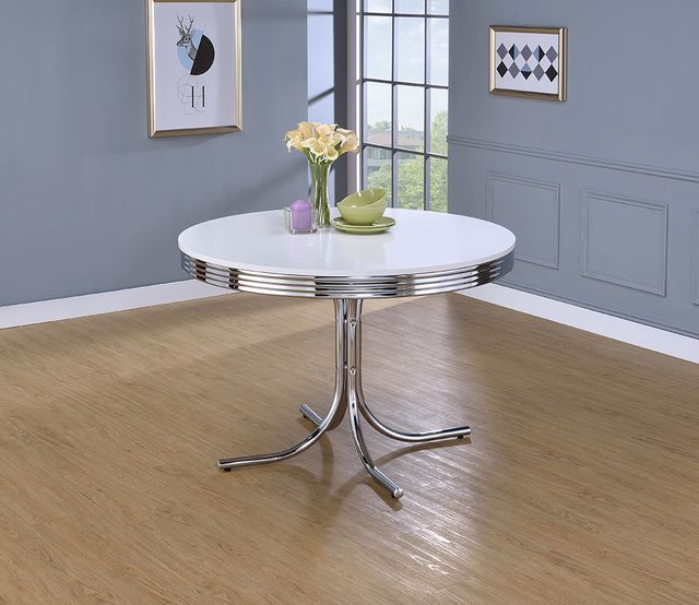 Coaster® Retro Silver Chrome 5-Piece Dining Table Set-3