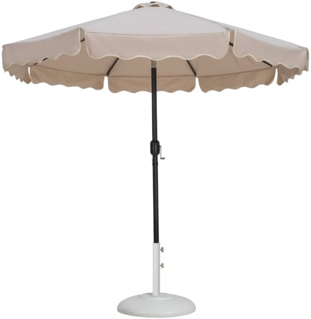 Meridian Furniture Amalfi Beige/Matte Black Aluminum Outdoor Patio Umbrella and Round Base-0