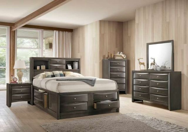 Elements International Emily 4-Piece Gray Queen Panel Storage Bedroom Set-1