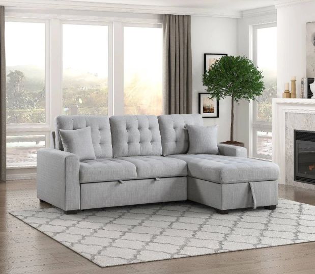 Homelegance® McCafferty 2-Piece Gray Right-Arm Facing Sleeper Sectional with Hidden Storage-1