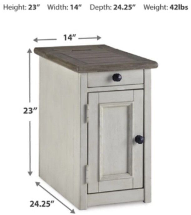 Signature Design by Ashley® Bolanburg Brown Chairside End Table with Antique White Base-2