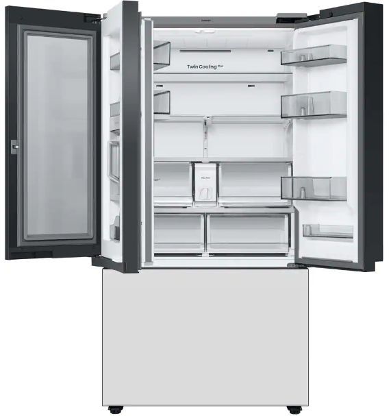 Samsung Bespoke 30 Cu. Ft. Panel Ready/Panel Ready/White Glass French Door Refrigerator-3