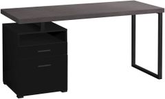 Monarch Specialties Inc. 60"L Black with Grey Top Metal Computer Desk
