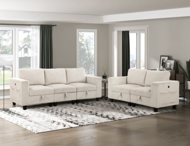 Homelegance® Walterboro Beige Sofa with Storage and Charging Ports-1
