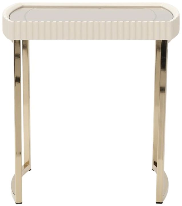 Michael Amini® Lisbon Silken Matte Cream Side Table with Gold Base-2