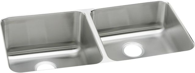 Elkay Lustertone® Classic 3-Piece Lustrous Satin 30-3/4" x 18-1/2" x 10" Equal Double Bowl Undermount Sink Set with Left Drain-3