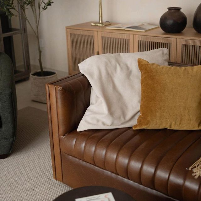 LH Home Seating Notting Hi Camel Brown Channel Sofa-1