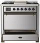 Ilve® Majestic III 36" Stainless Steel Pro Style Dual Fuel Liquid Propane Range with Solid Door and Burnished Trim-3