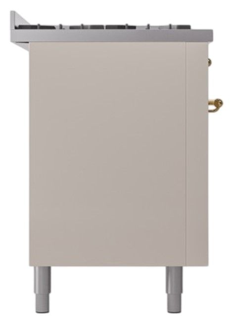 Ilve® Nostalgie II Noblesse 60'' Antique White Pro Style Dual Fuel Range with Brass Trim-2