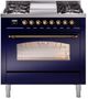 Ilve® Nostalgie II Series 36" Midnight Blue Pro Style Dual Fuel Range-1