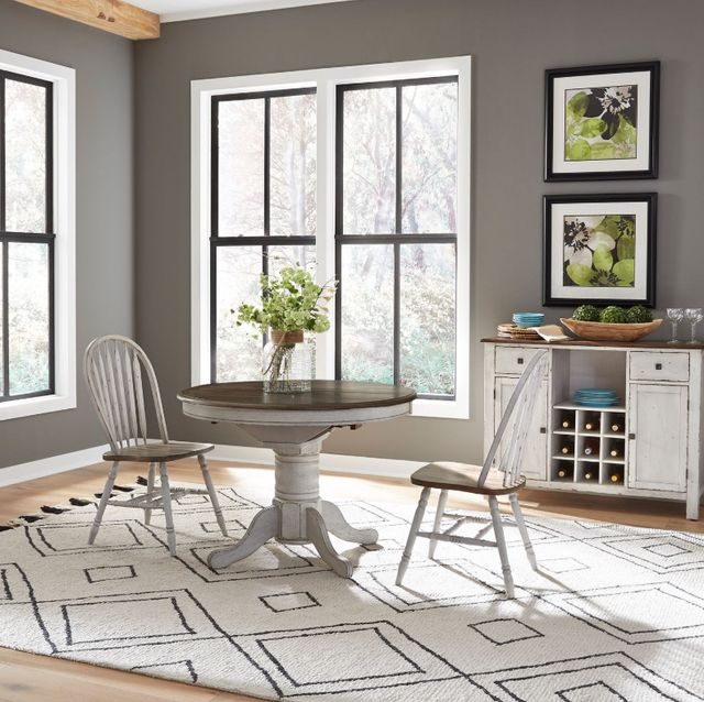 Liberty Furniture Carolina Crossing 3-Piece Antique Honey/White Pedestal Table Set-1