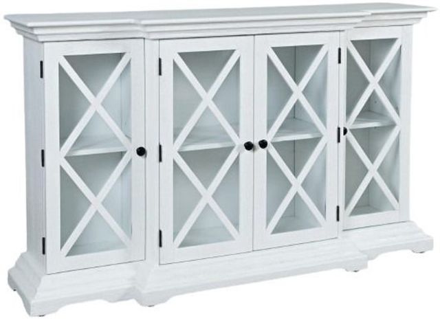 Jofran Inc. Carrington Brushed White Small Breakfront Cabinet-0