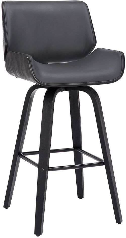 Armen Living Tyler Black Brushed/Gray Swivel Counter Stool-0